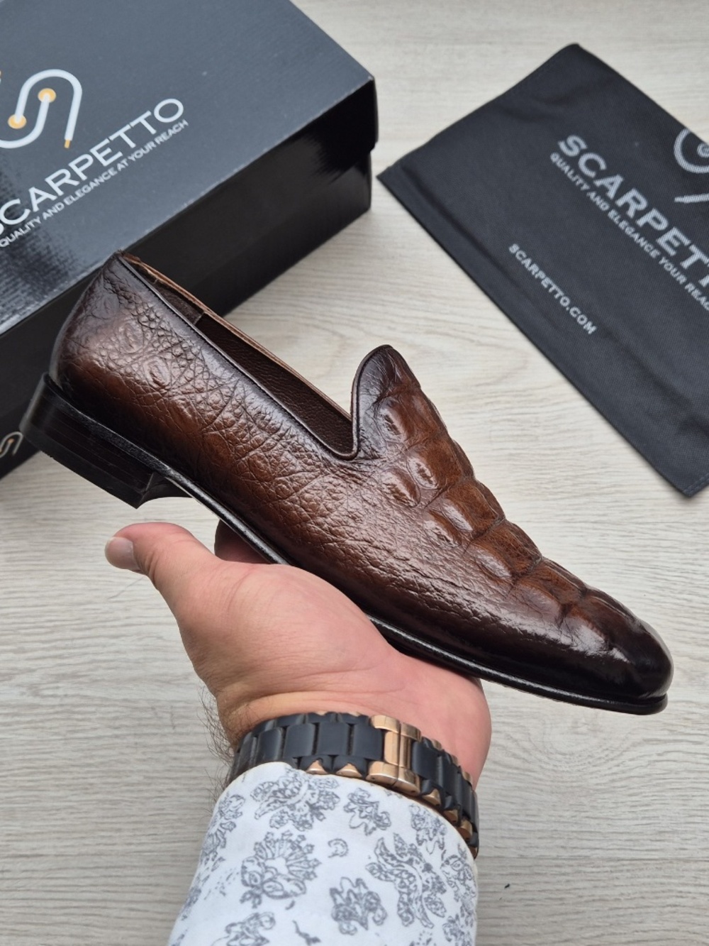 Emiliano Espresso Croco-Embossed Leather Venetian Loafers – Business Casual Shoe